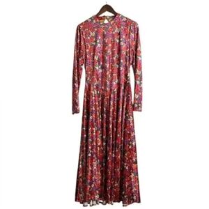 Free People Red Floral Long-Sleeve Maxi Dress